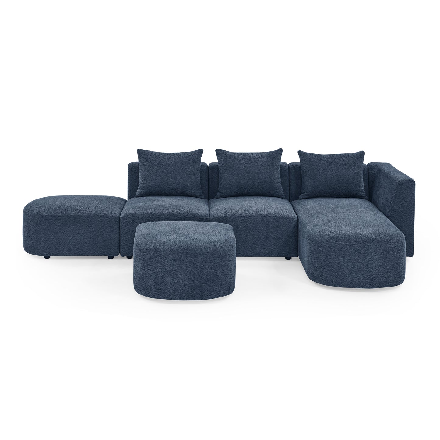 L-Shaped Modular Sectional Sofa with Chaise and Ottoman