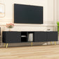 Modern Minimalist Geometric TV Cabinet with Metal Handles and Gold Legs for Up to 80'' TV's