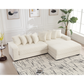 Oversized Corduroy L-Shaped Sofa with Chaise & Pillows