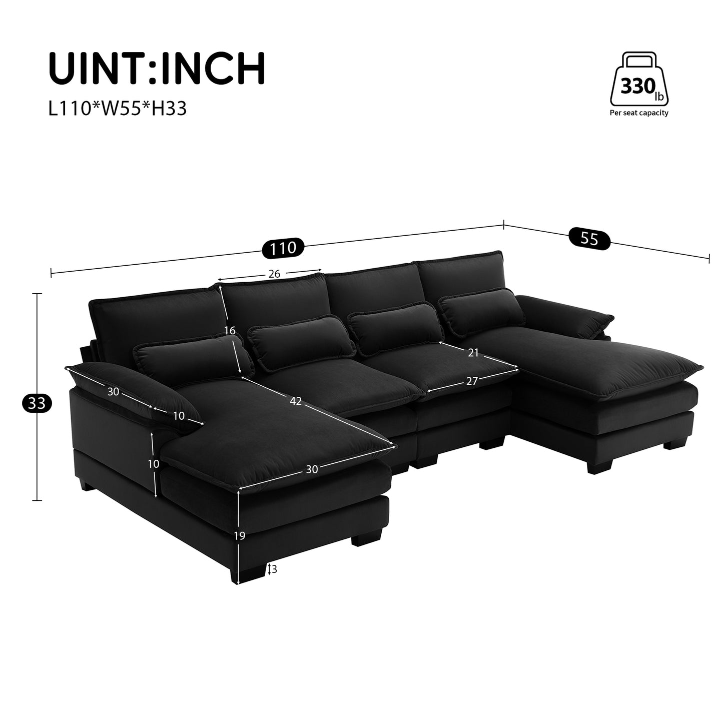 Modern U-shaped Sectional Sofa