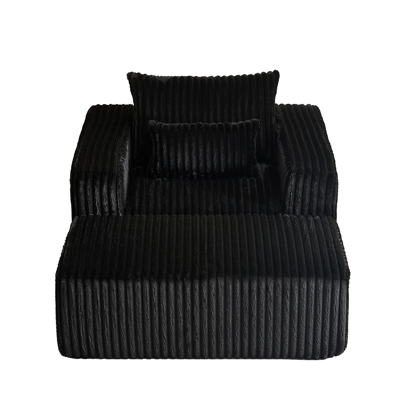 Corduroy Lounge Chair & Footrest – Fluffy Sleeper Sofa for Modern Comfort, Black