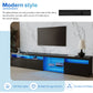 ON-TREND Unique Design TV Stand with 2 Glass Shelves, Ample Storage Space Media Console for TVs Up to 105", Versatile TV Cabinet with LED Color Changing Lights for Living Room, Black