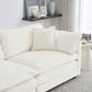 Chenille Fabric Sectional Sofa with 1 Footrest - Two-Seater