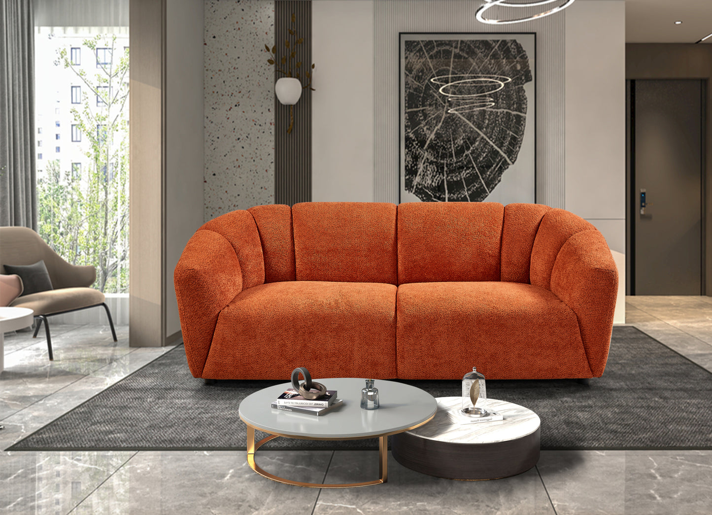 Luxury Boucle Fabric 3 Seater Sofa