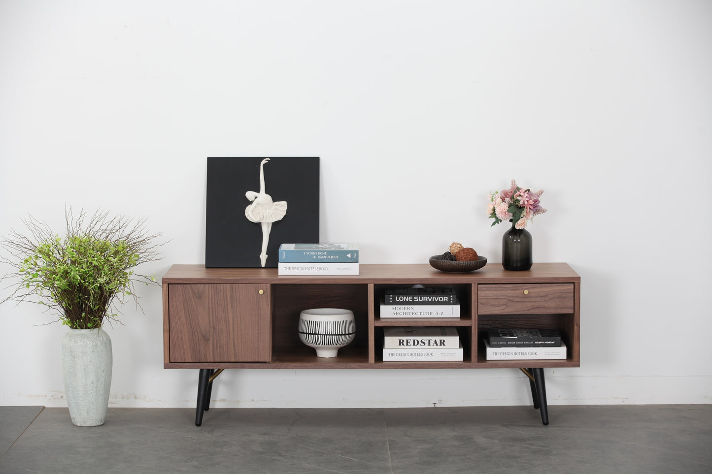 Mid-Century Modern Low Profile Media Console for up to 55" TV's