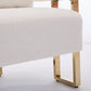 Modern Decorative Side Chair with Gold Metal Legs - 2PCS White