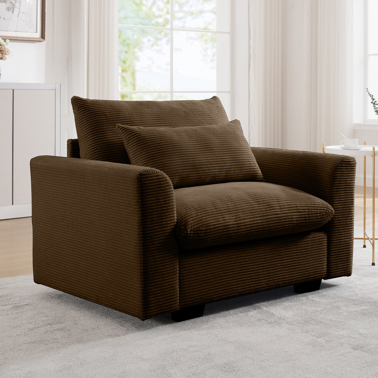 Deep-Seat Corduroy Accent Chair