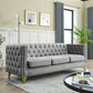 Velvet Tufted Square Arm Couch with Metal Legs - 2pcs