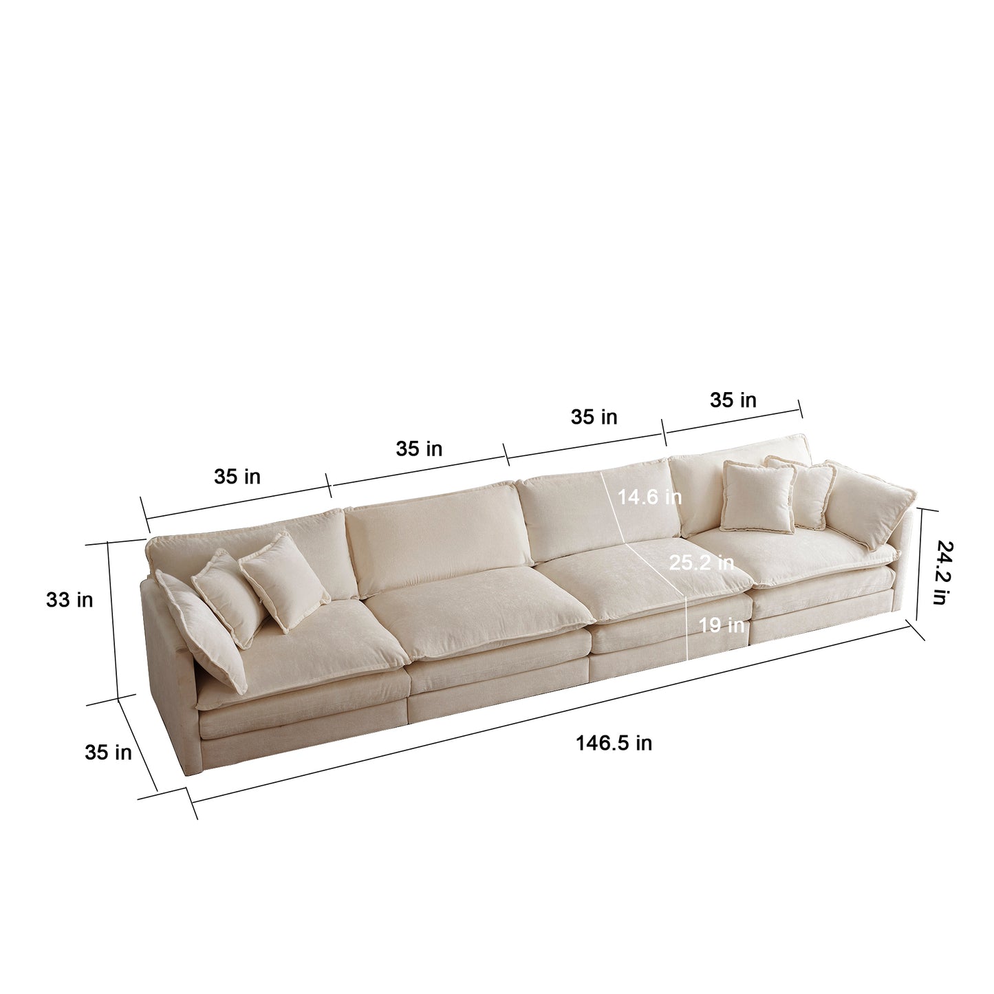 U Shaped Couch with Reversible Chaise