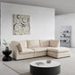 L Shape Modular Soft Fabric Sofa Filled with Down (Beige)