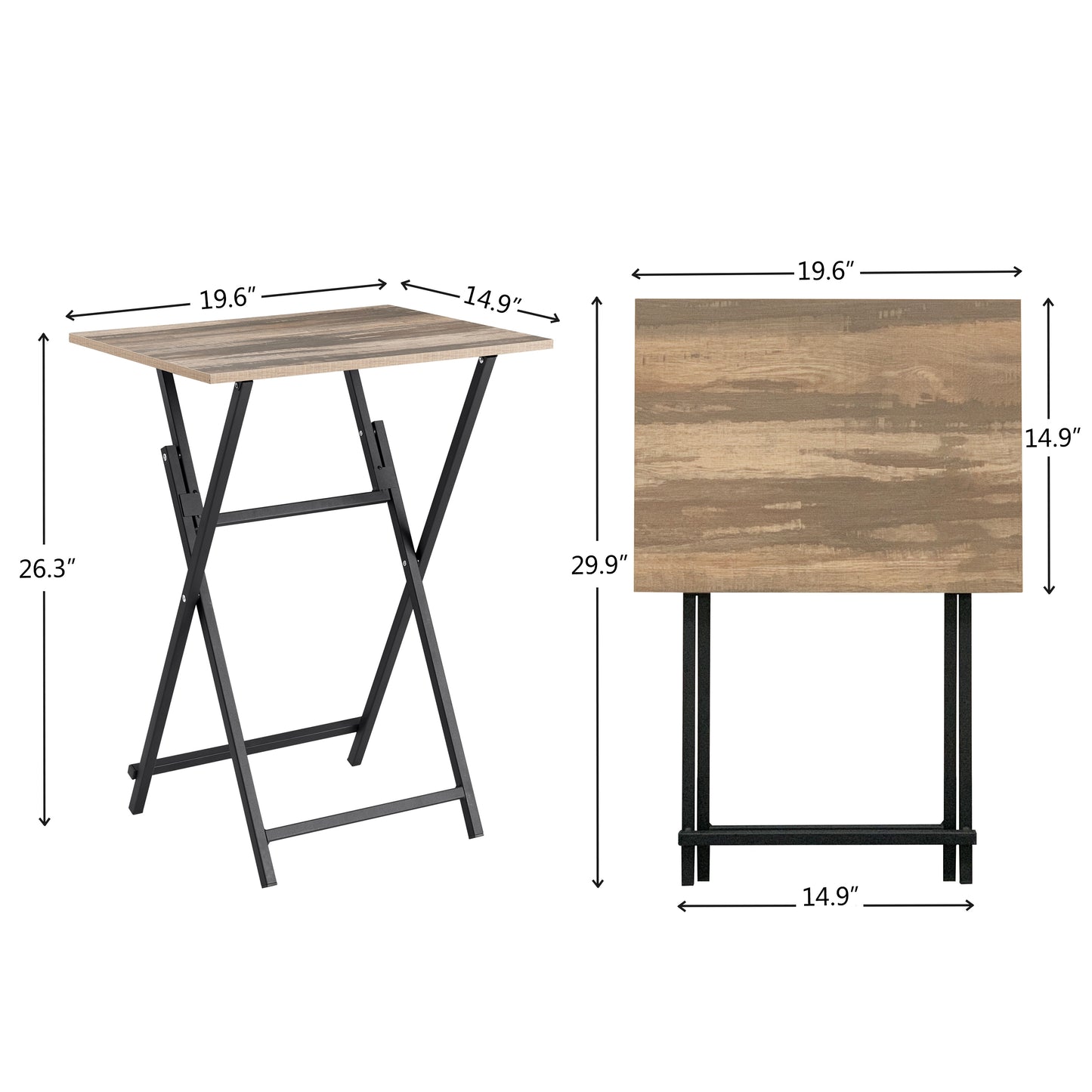 2-Piece Rustic Folding TV Tray, Table