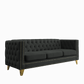 Velvet Tufted Square Arm Couch with Metal Legs - 2PCS