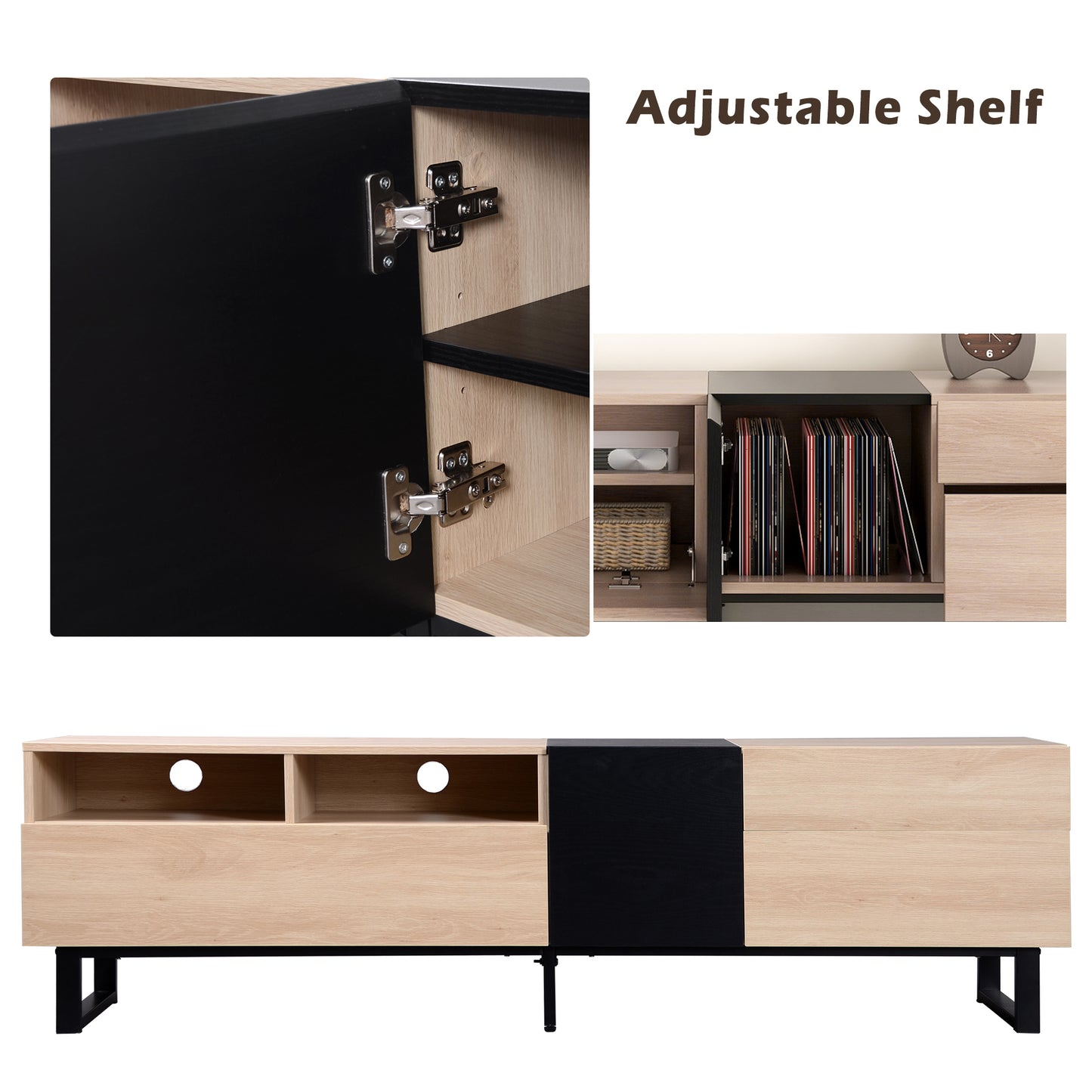 Modern TV Stand with Double Storage Space for up to 80'' TV's