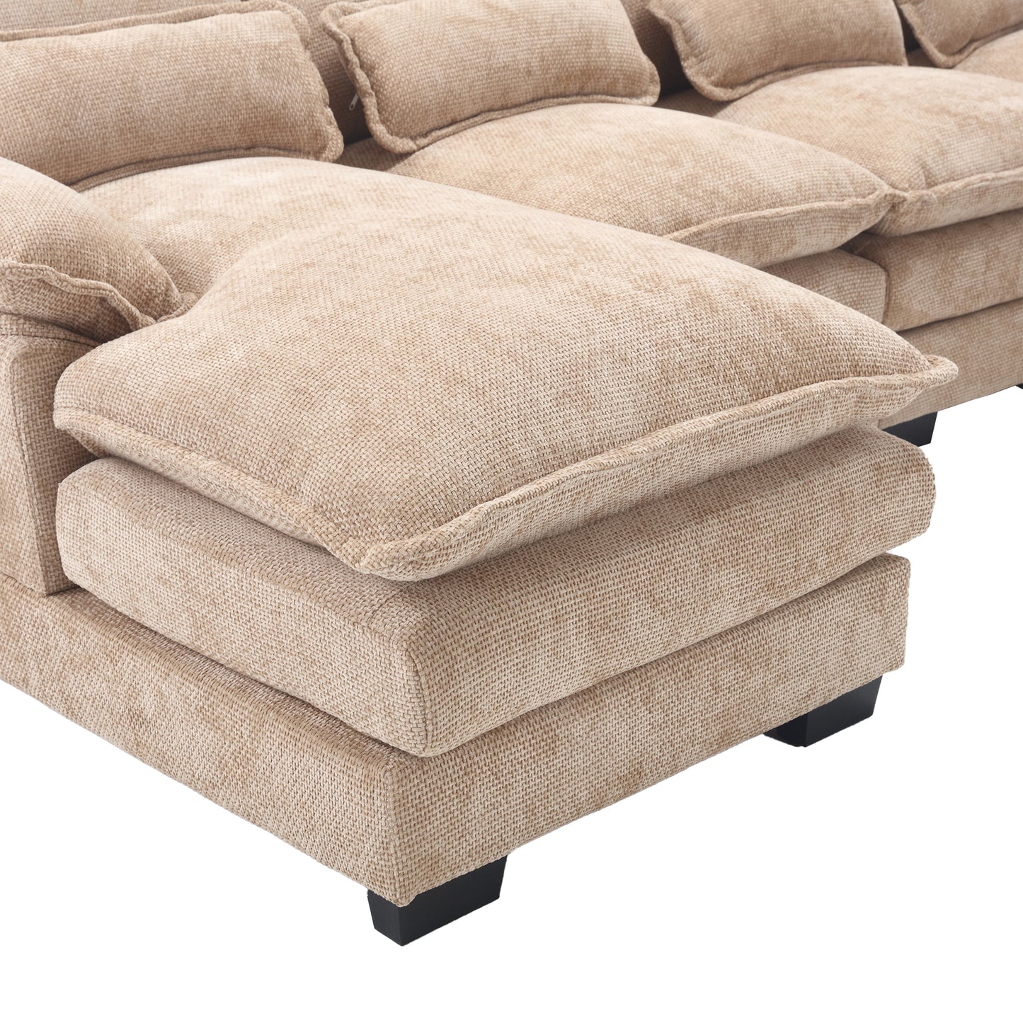 Chenille Fabric Oversized Four-Seater, U-shaped Combination Sofa