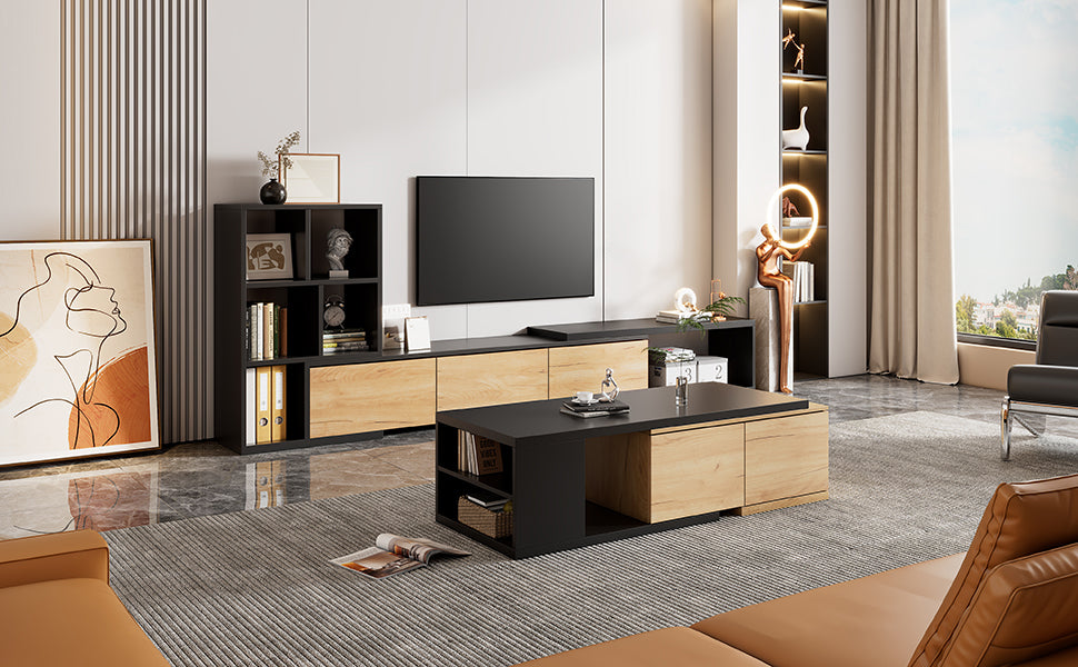 Extendable TV Stand and Coffee Table, Set of 2, For up to 110'' TV's