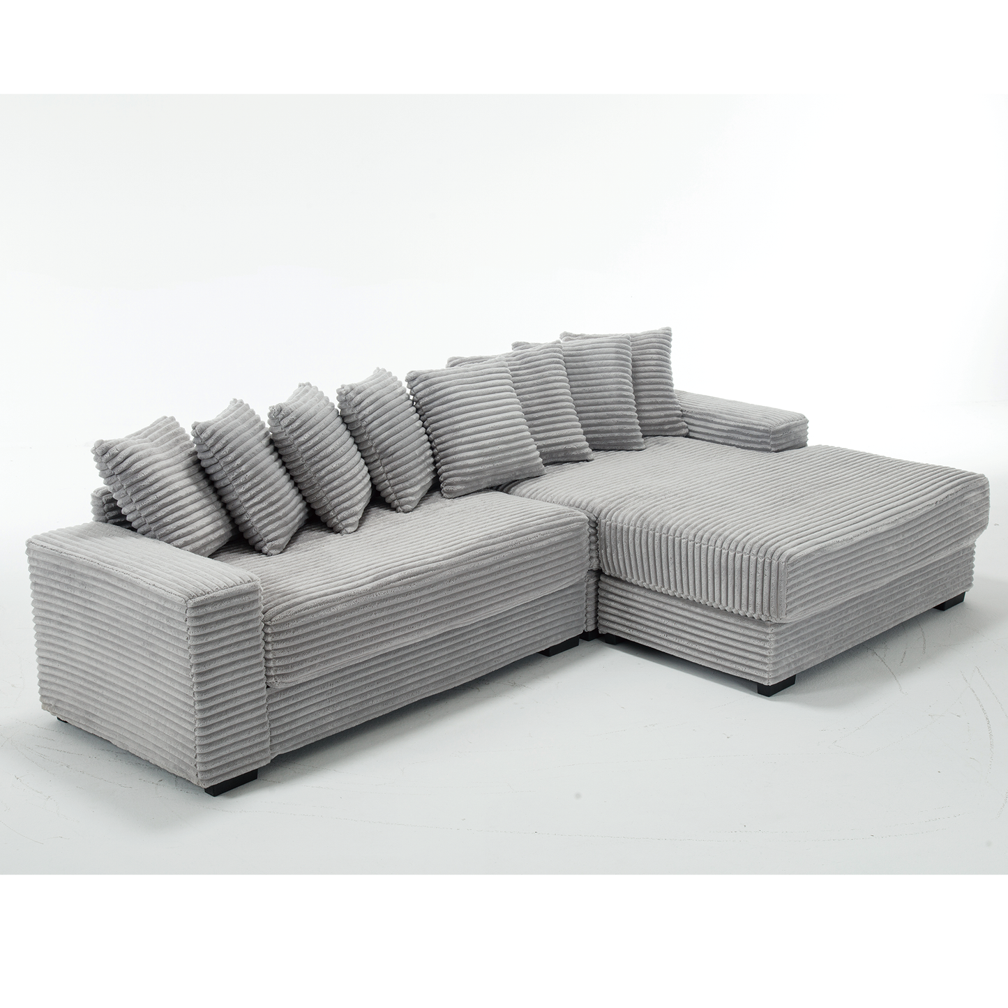 Oversized Corduroy L-Shaped Sofa - 2-Piece Sectional