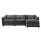 Oversized Boucle Fabric L-Shape Sectional - Movable Pedals with Detachable Armrests