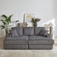 Corduroy 3-Seater Gray Sofa with Ottoman, Storage, & Cup Holders