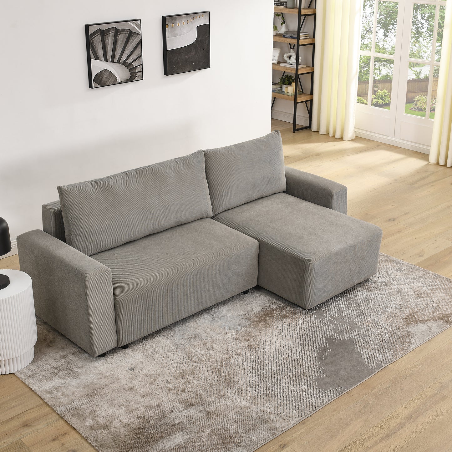 Modular 3 Seater Sofa Bed With Storage, Grey