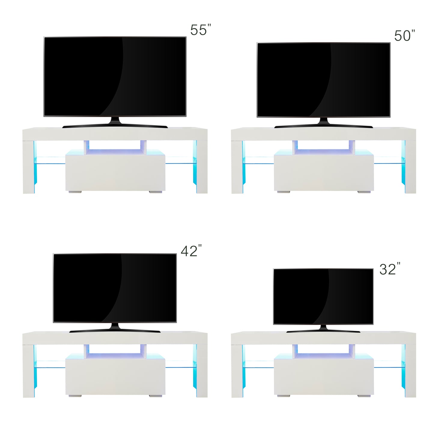 Large Entertainment TV Stand with LED Light TV Cabinet