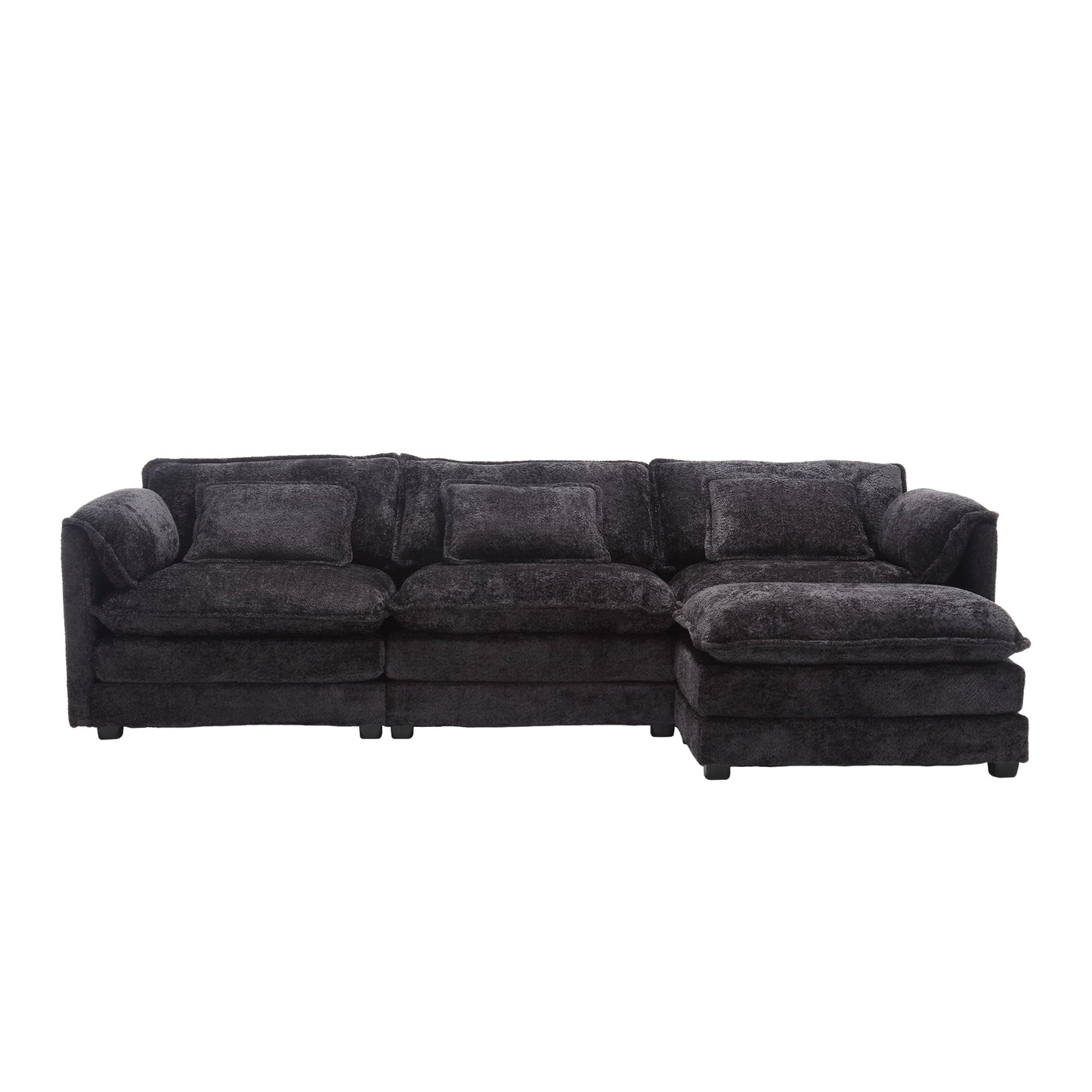 Oversized Boucle Fabric L-Shape Sectional - Movable Pedals with Detachable Armrests