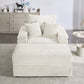 Corduroy Armchair & Ottoman Set - Plush Comfort with Cup Holder & Storage