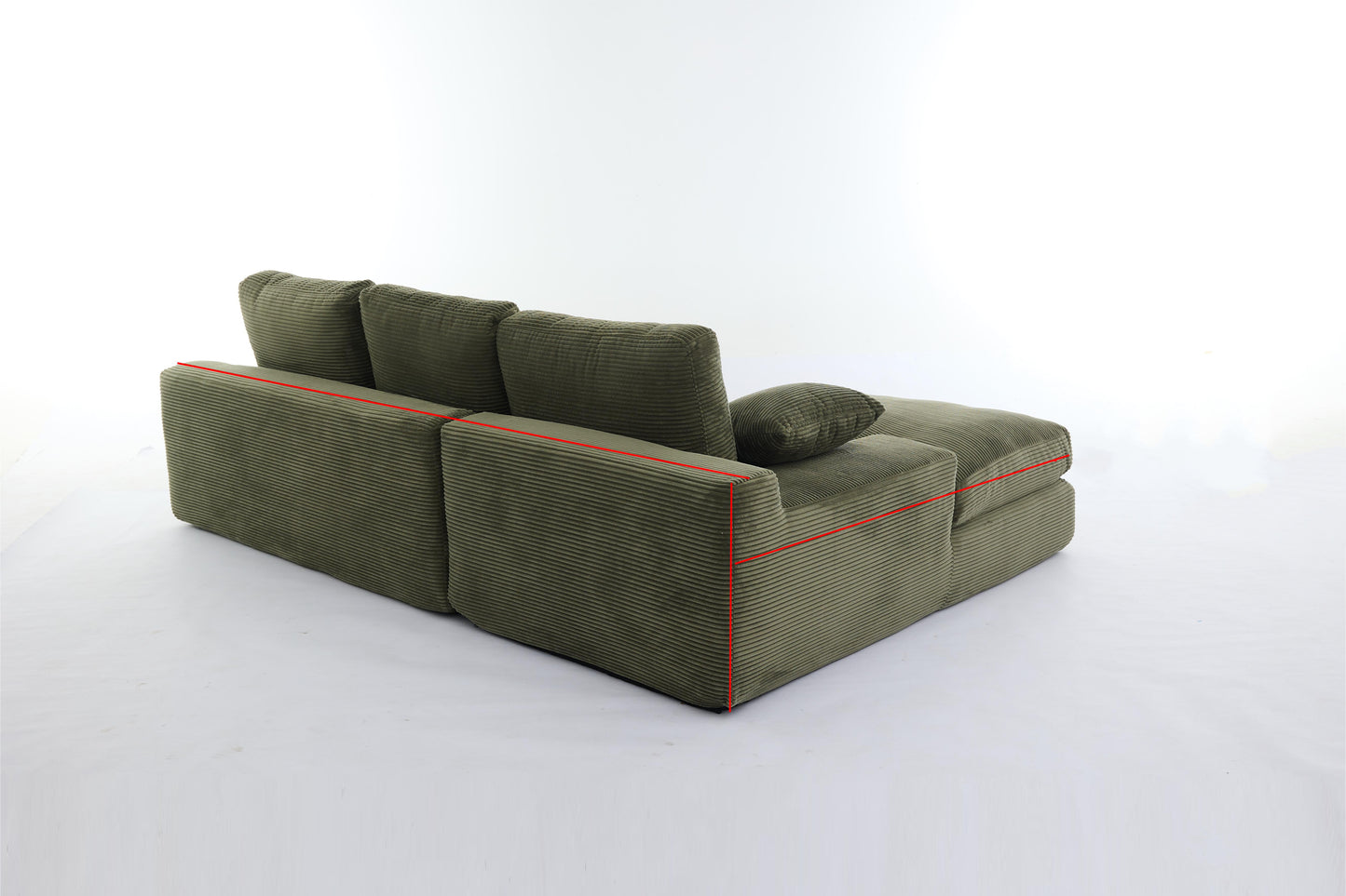 Corduroy Modular L-Shaped Sectional, Army Green