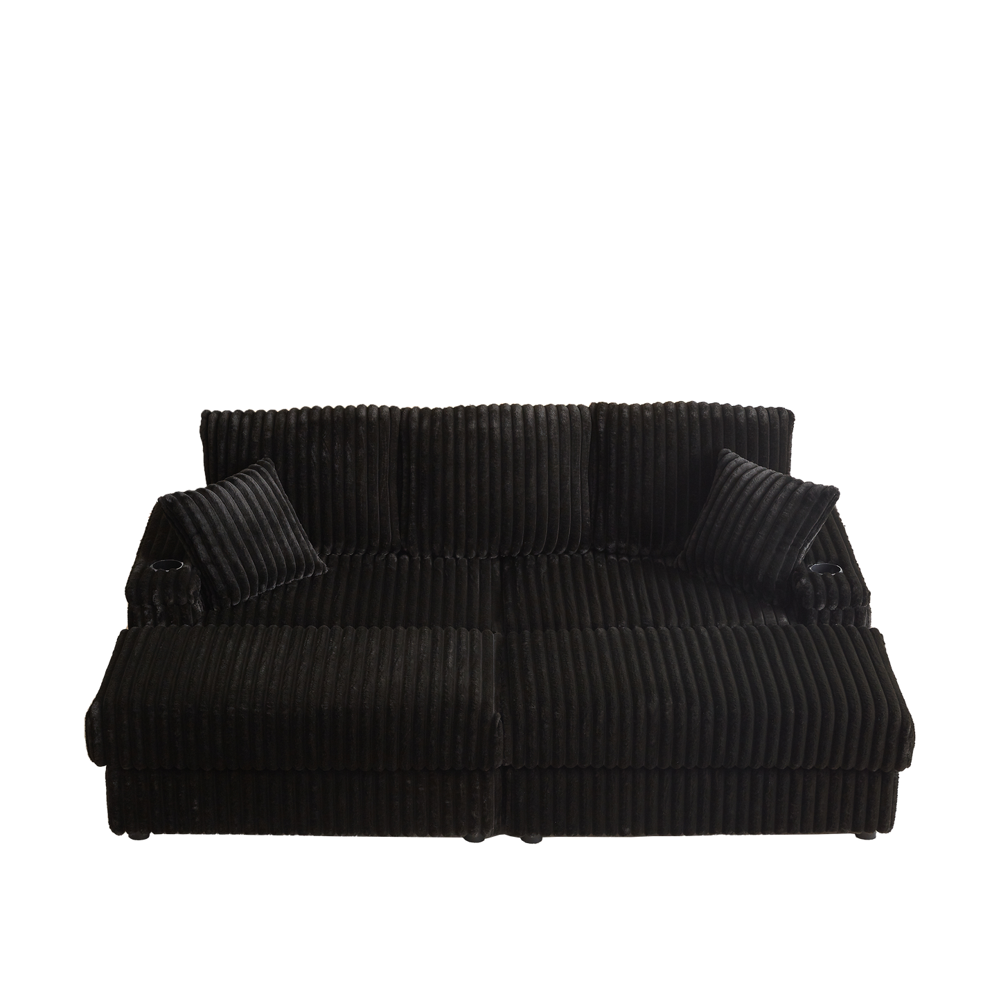 Corduroy 3-Seater Sofa With A Ottoman, 2 Storage & Cup Holder