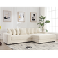 Oversized Corduroy L-Shaped Sofa with Chaise & Pillows