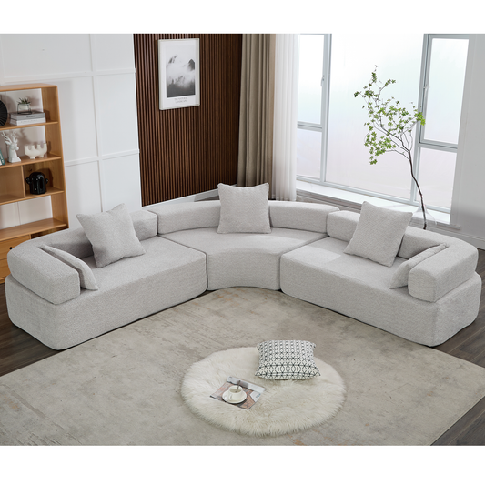 Oversized Semicircular Modular Sofa, Grey