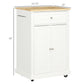 Rolling Kitchen Island Cart, Portable Serving Trolley Table with Drawer, Adjustable Shelf and 2 Towel Racks, Cream White