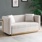 Contemporary Vertical Channel Tufted Velvet Sofa Loveseat Set