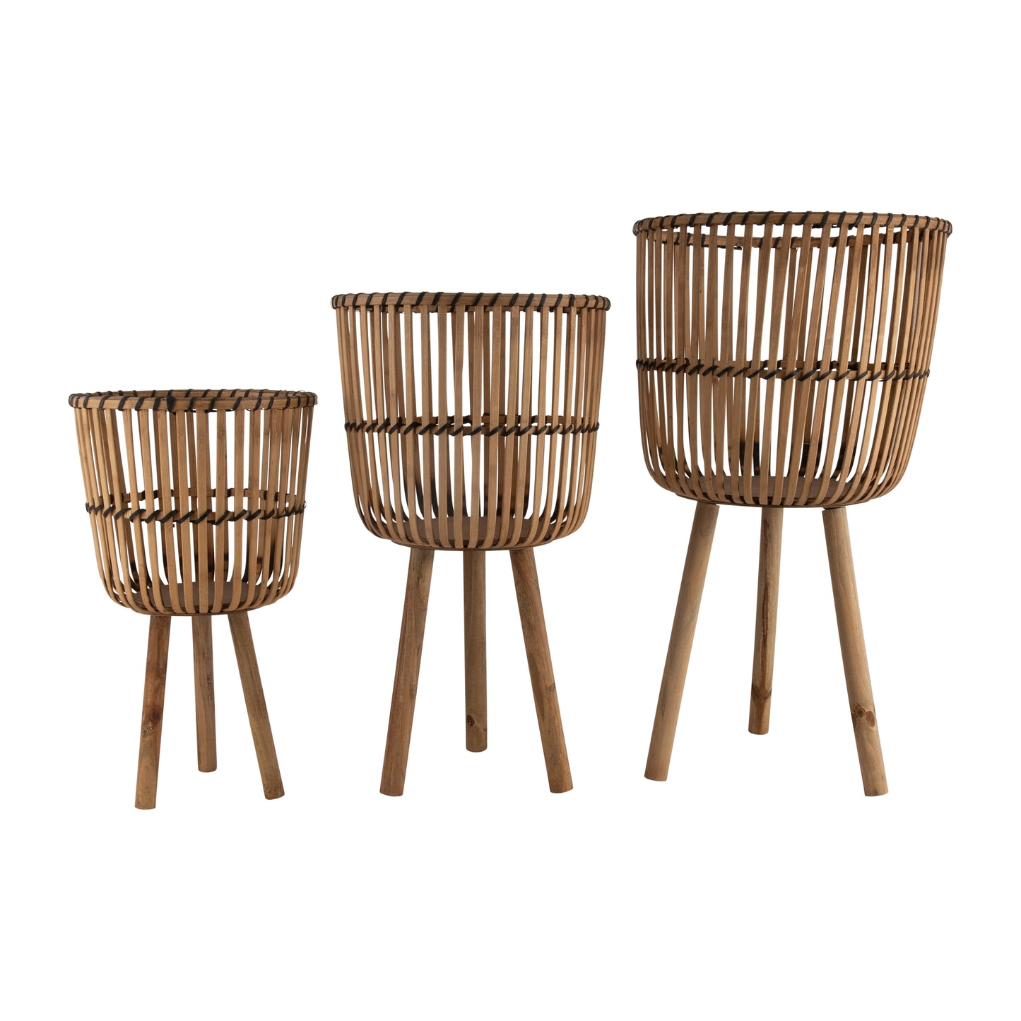 BAMBOO FOOTED PLANTERS, NATURAL