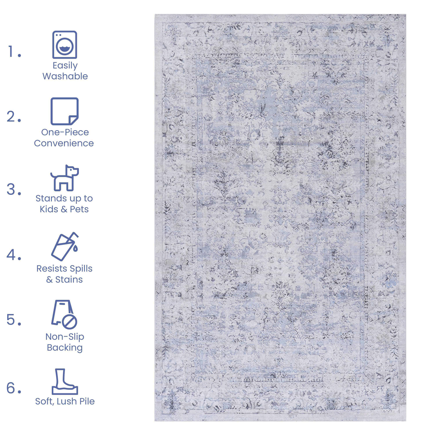 8x10 Washable Low-Pile Area Rug