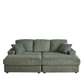 Corduroy 3-Seater Sofa With A Ottoman, 2 Storage  & Cup Holder