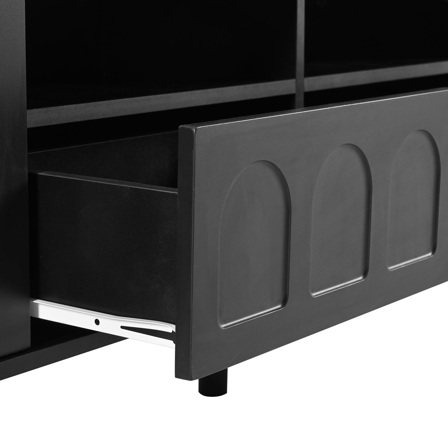 Fluted Glass TV Stand with LED Light Strip for Up to 80'' TV's