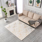 Luxury Machine Washable White Abstract Gold-Gilded Chinchilla Faux Fur Area Rug