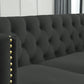 Velvet Tufted Square Arm Couch with Metal Legs - 2PCS