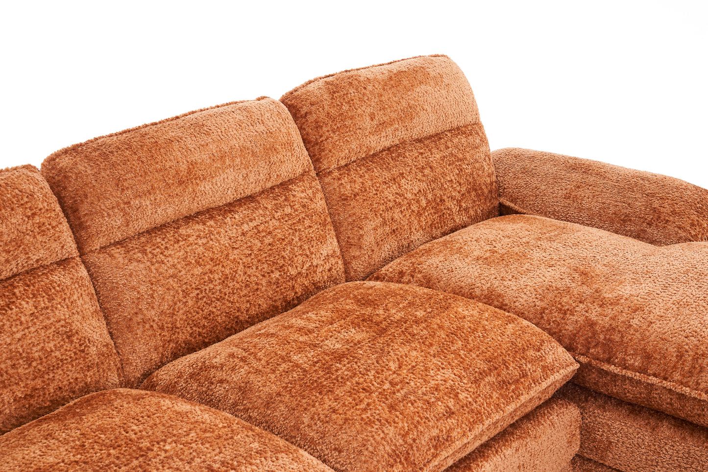 U-shaped profile sofa, including two single seats and two chaise, modular sofa, Chenille sofa,Orange