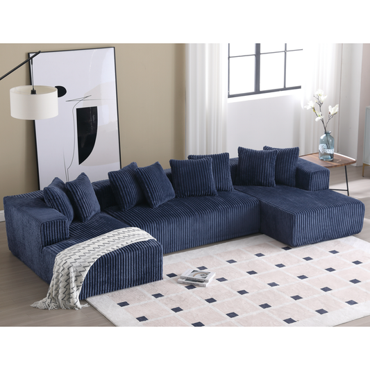 Corduroy L-Shaped Modular Sectional Sofa with Chaise