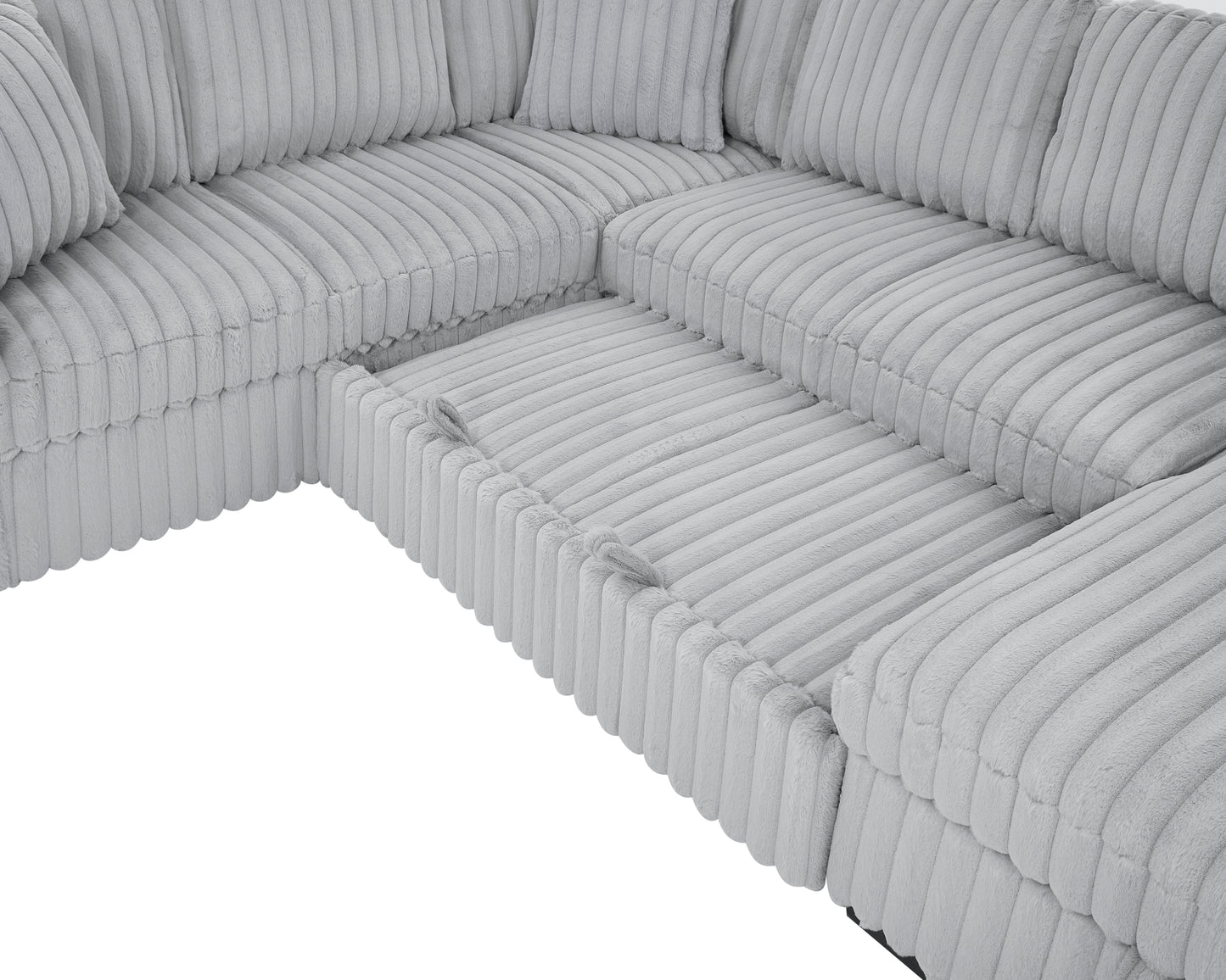 Oversized Corduroy Sectional With USB Charging Ports