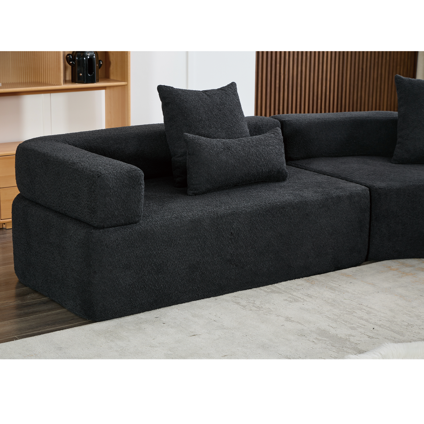 Oversized Semicircular Modular Sofa, Black