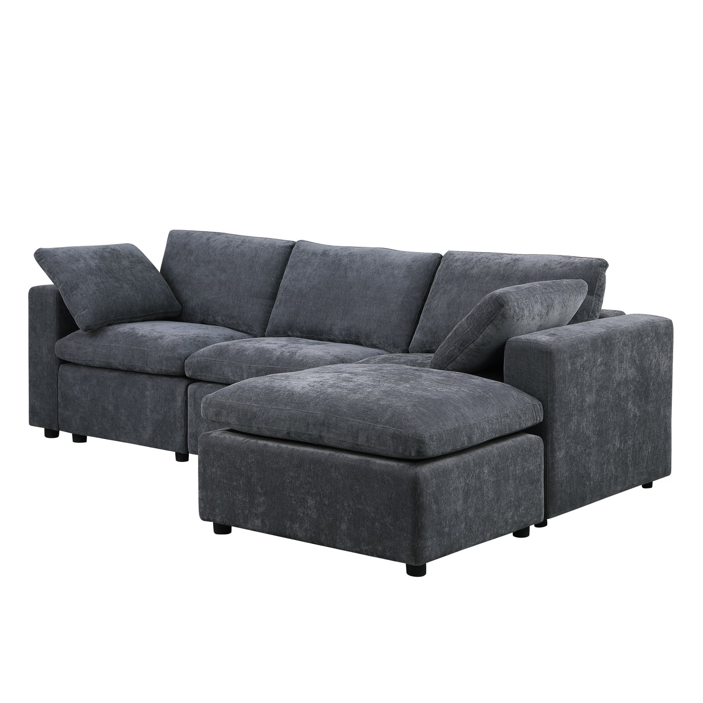 Modular Sectional Sofa with Reversible Chaise and Ottomans - 4-Seat