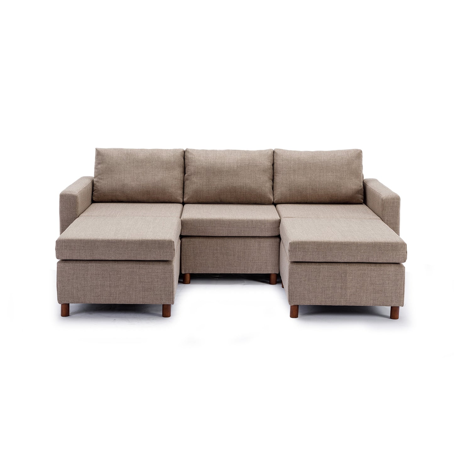 3-Seat Modular Sectional Sofa with 2 Ottomans