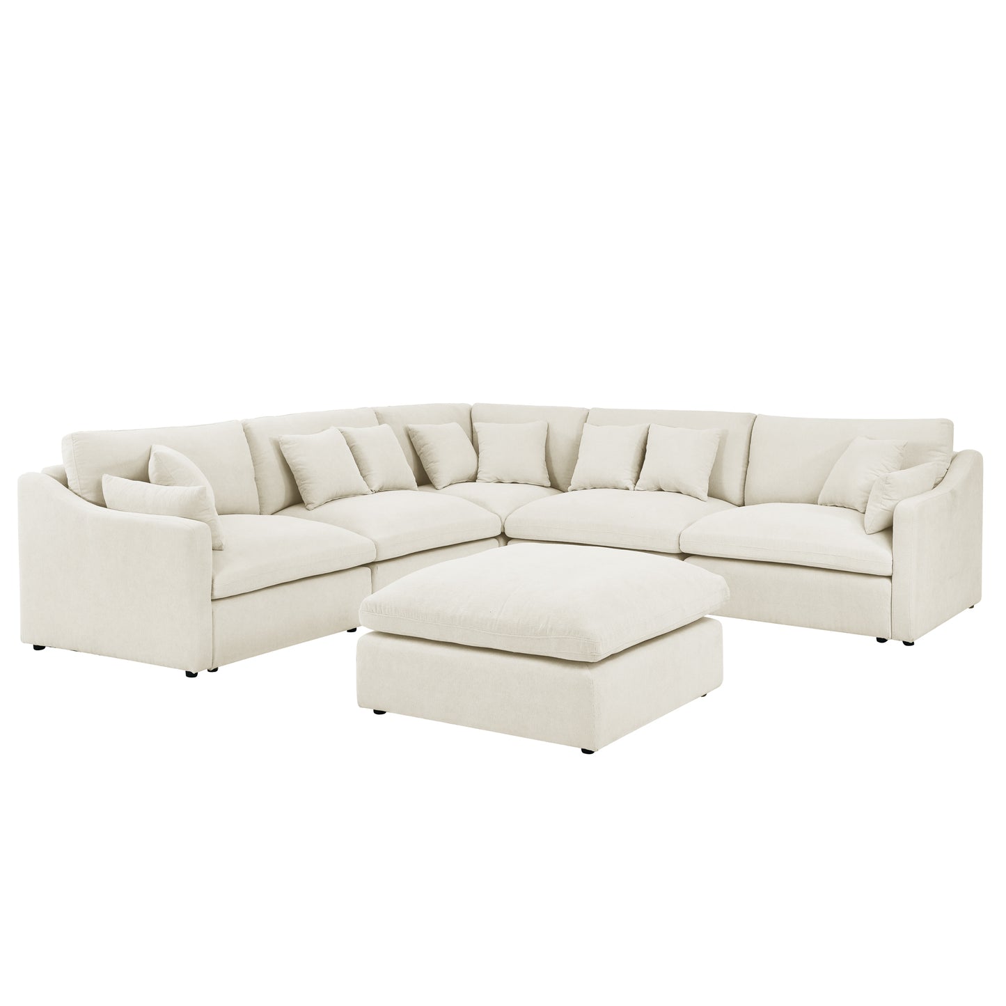 Modular L-Shaped Sectional Sofa- 6-Seats