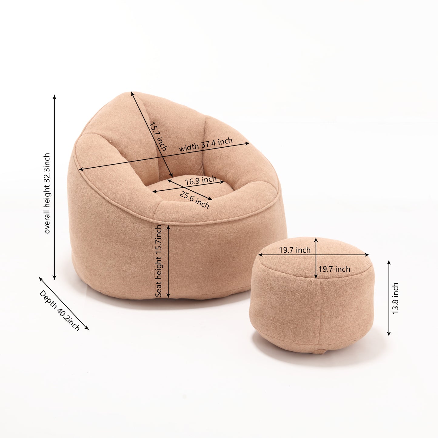 Bean Bag Sofa Chair, With Footrest