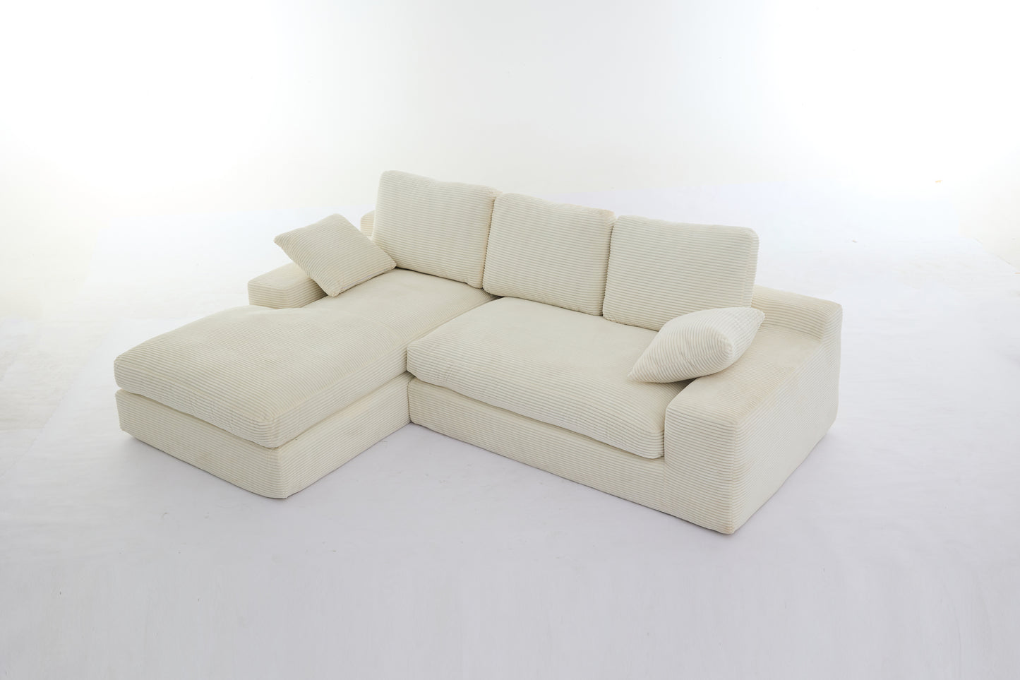 L Shaped 2 - Piece Corduroy Sectional