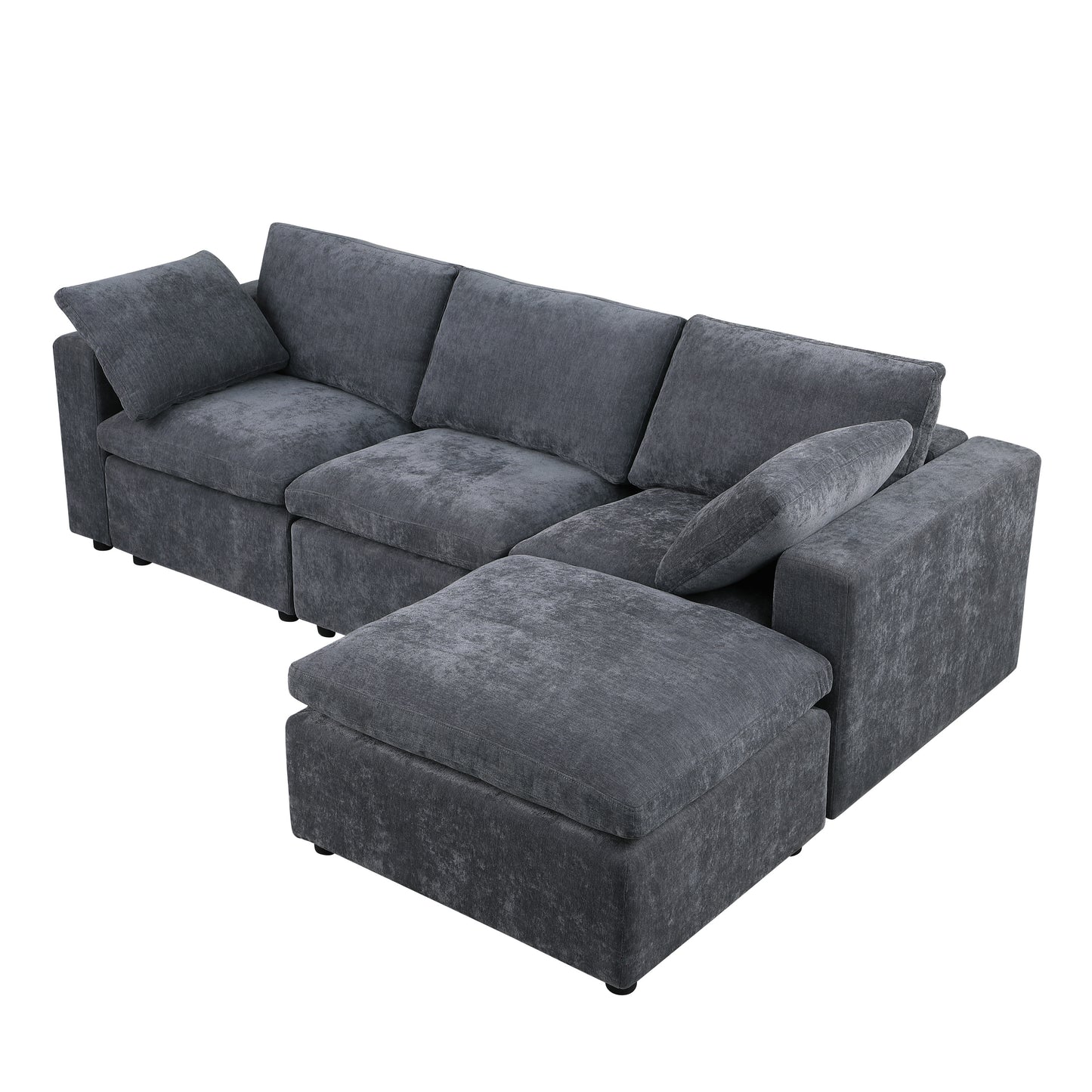 Modular Sectional Sofa with Reversible Chaise and Ottomans - 4-Seat