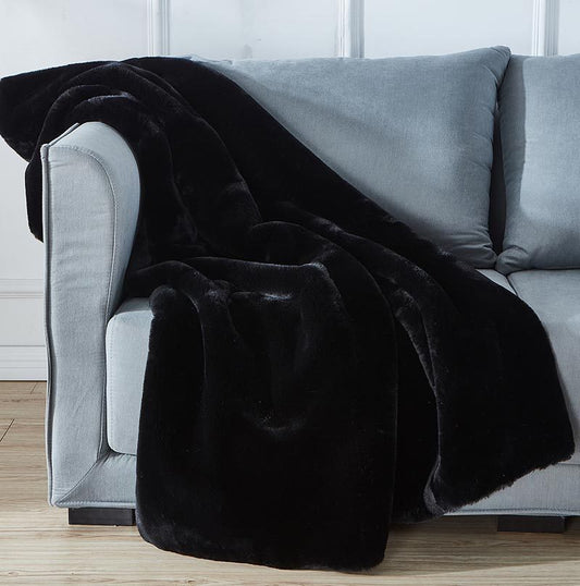 Cassilda Luxury Chinchilla Faux Fur Throw Blanket (50" x 60")