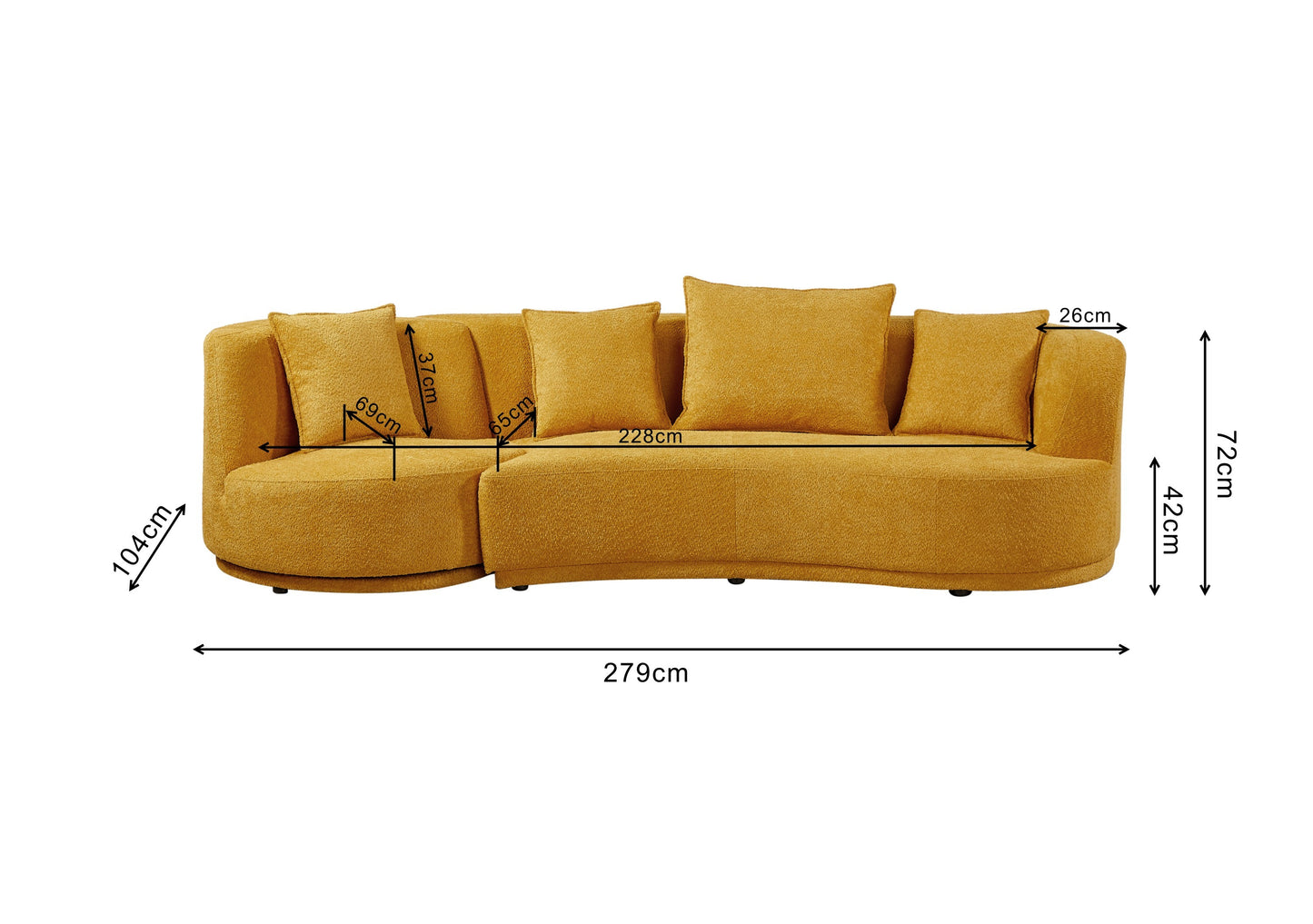 Luxury Teddy Fleece 2 piece Curved Sofa - with Swivel Armchair (360 Degrees)